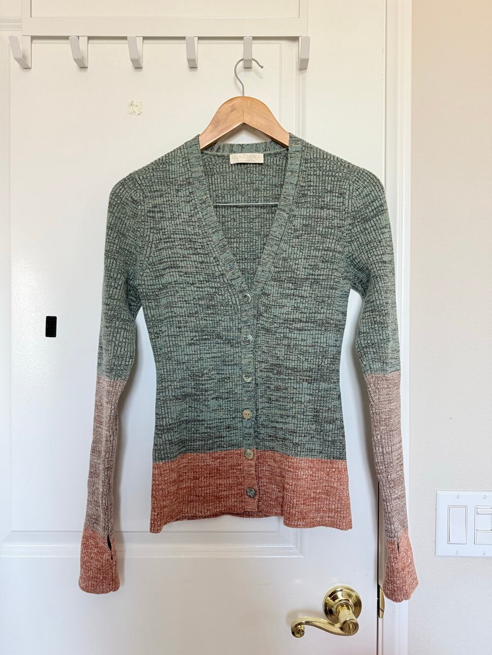 Ulla Johnson Autume Winter 2022 Sweater Posey Cardigan in Twilight Green Wool